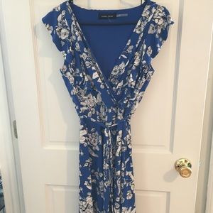 Ivanka Trump Blue Floral Wrap Dress W/ Tie